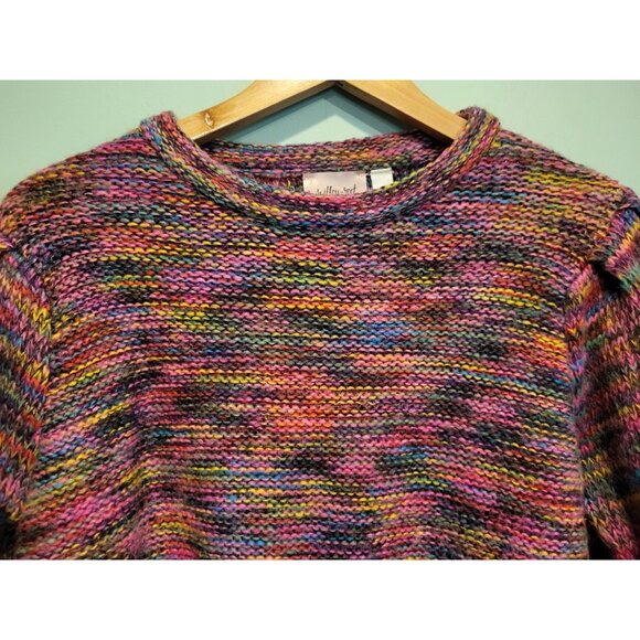 Willow Root Rainbow Puff Sleeve Crop Sweater Sz M - Picture 2 of 6